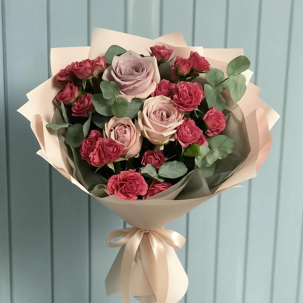 Букет цветов из: Гвоздики и Розы в Губастово