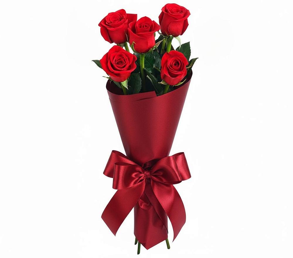 Букет 5 Красных роз Эдлесс Лав в Губастово