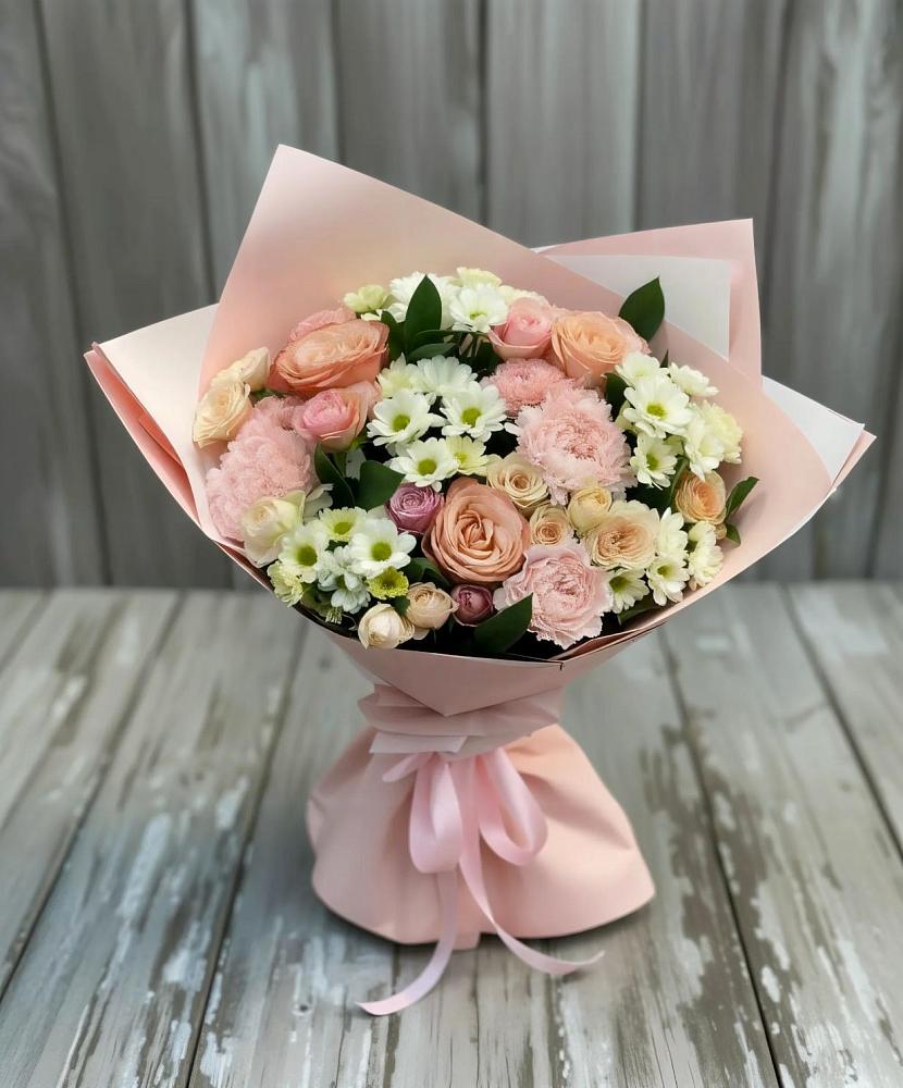 Букет цветов из: Гвоздики, Розы и Хризантемы в Губастово