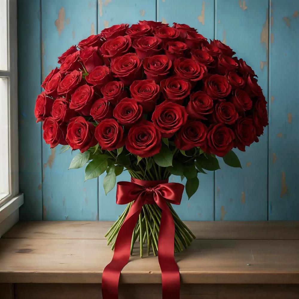 Букет Красные розы Блэк Меджик в Губастово