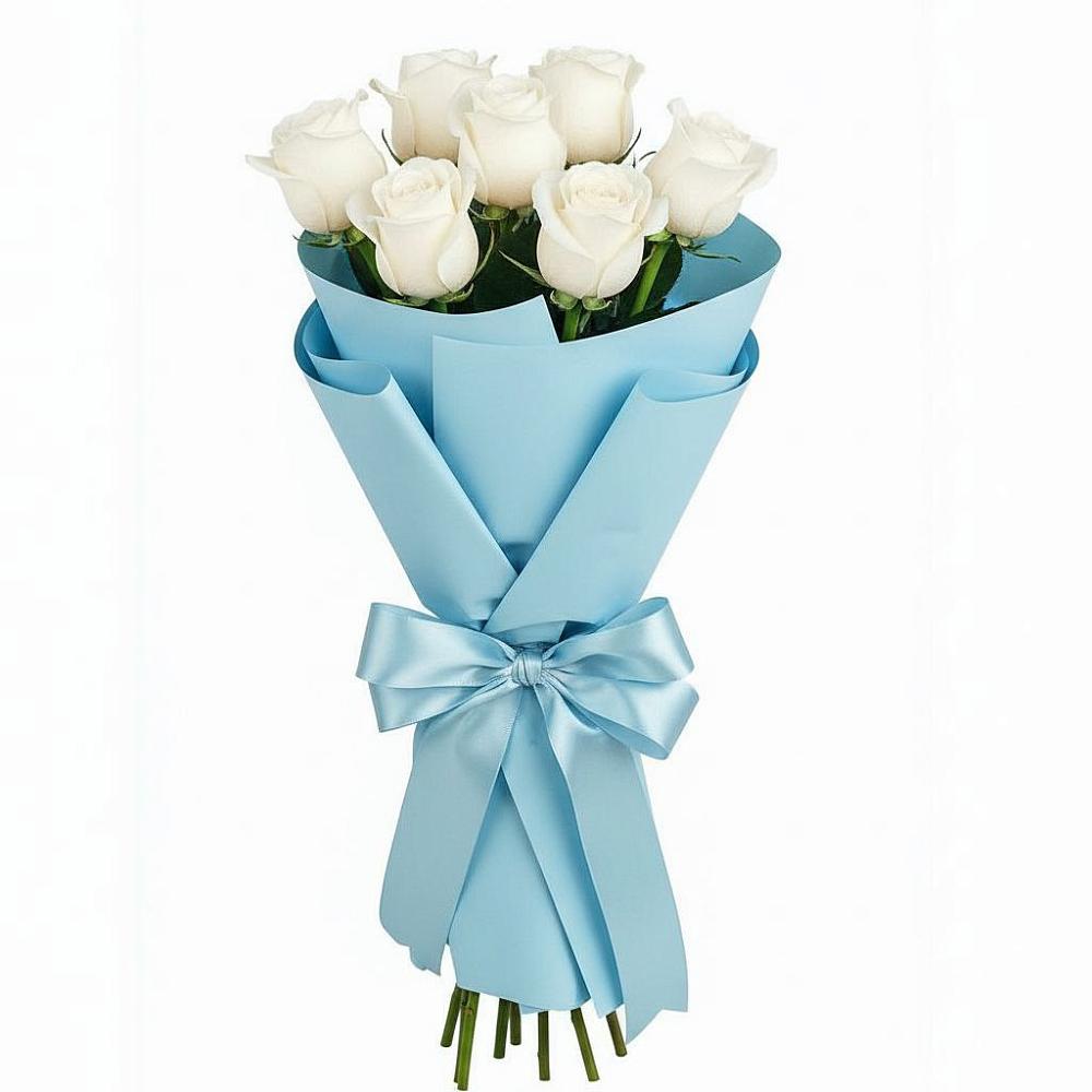 Букет 7 белых роз Проуд в Губастово