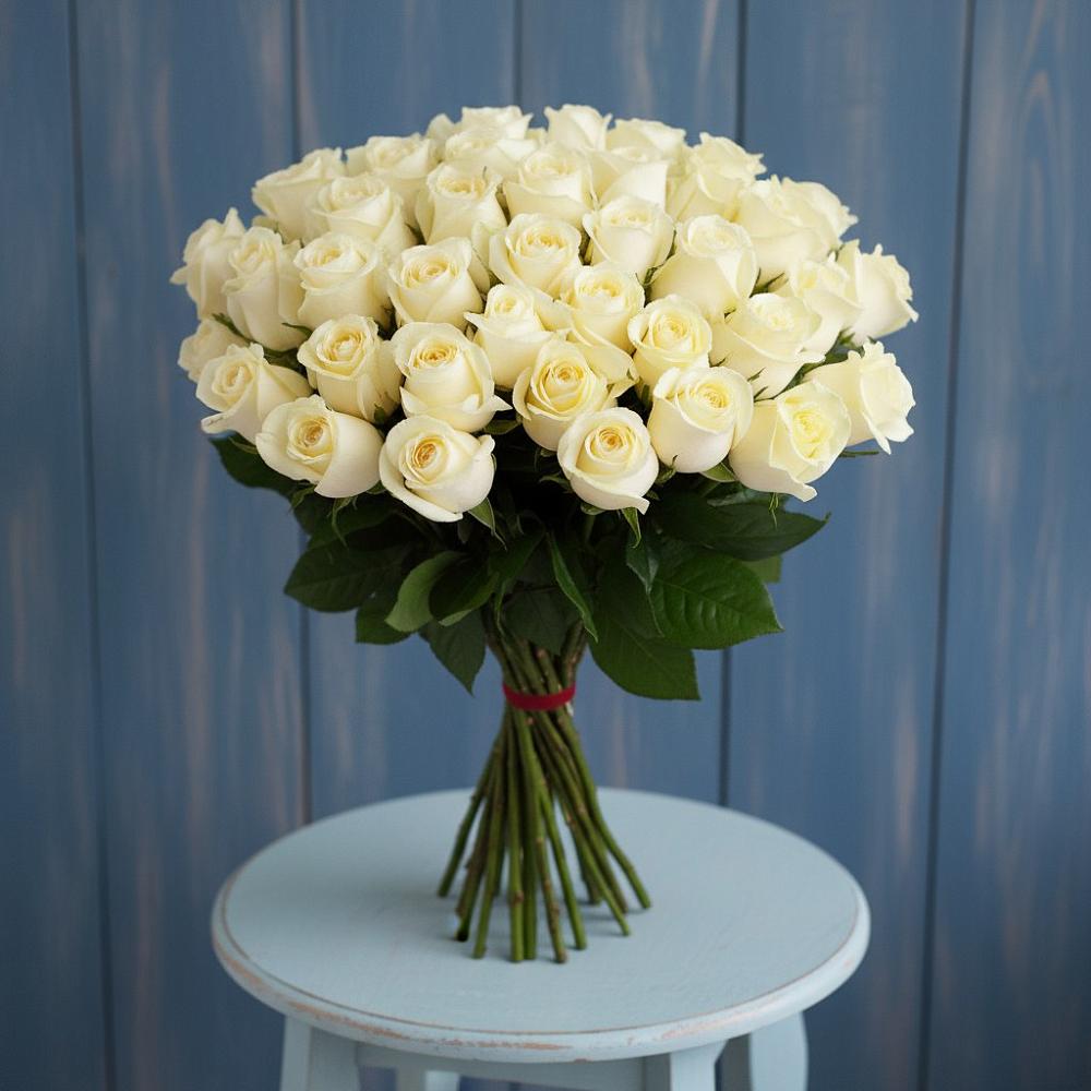 Букет 51 Белая роза Эдлесс Лав в Губастово