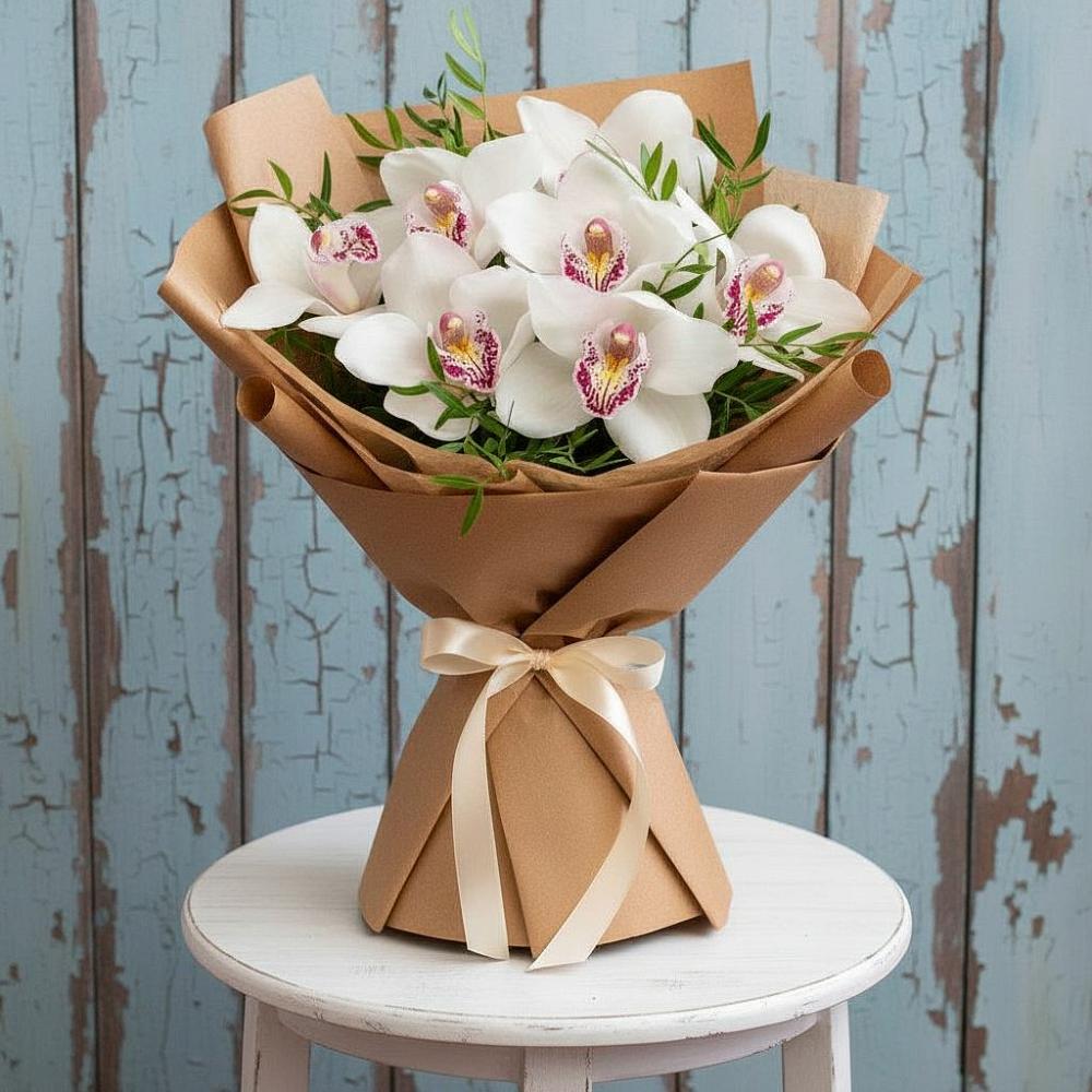 Букет цветов из: Орхидеи и Розы в Губастово