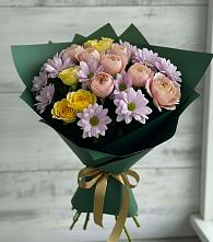 Букет цветов из:  Хризантемы и Розы в Губастово