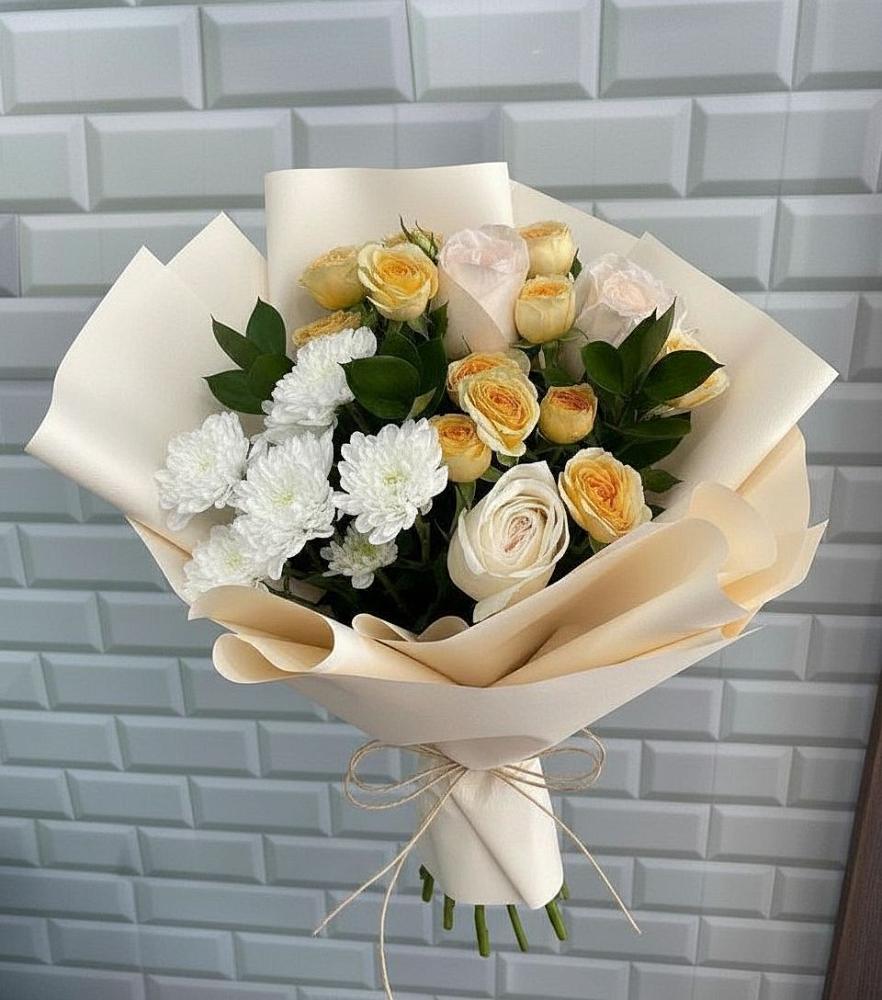 Букет цветов из: Розы и Хризантемы в Губастово
