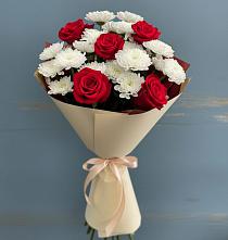 Букет цветов из:  Розы и Хризантемы #REPLACE_PRED# Губастово