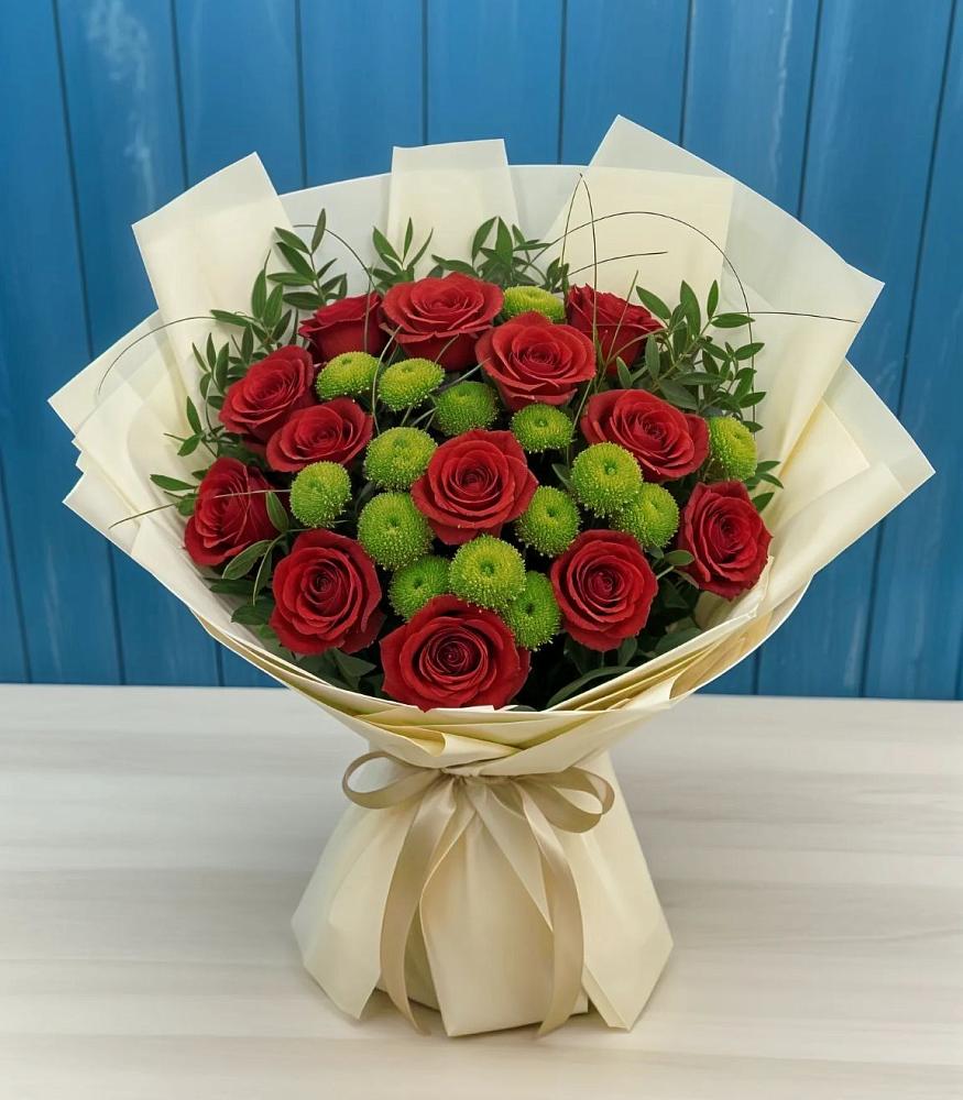 Букет цветов из: Розы и Хризантемы в Губастово